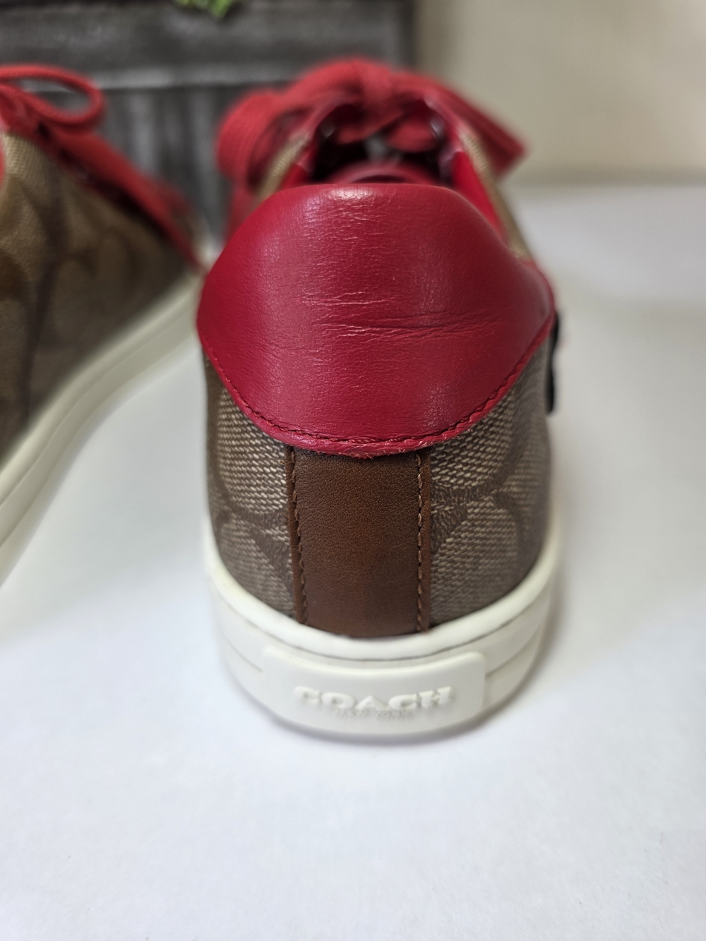 Coach Porter Signature Sneakers Khaki Red Womens Size 8.5M - Picture 6 of 13